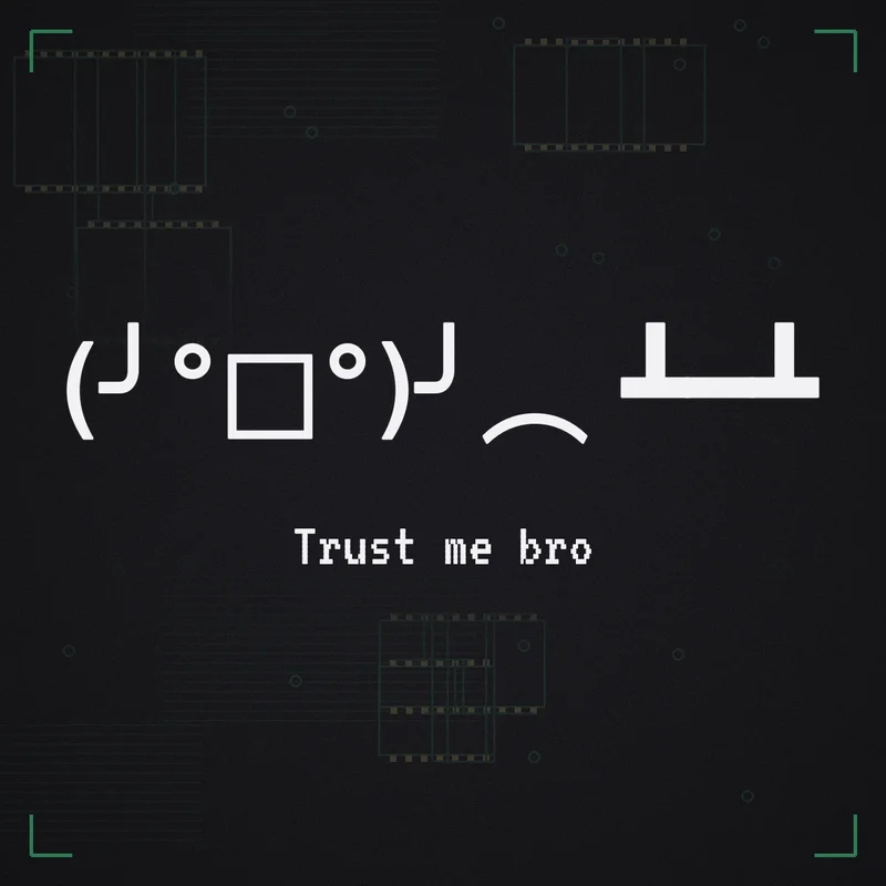 (╯°□°)╯︵ ┻━┻ Trust me bro