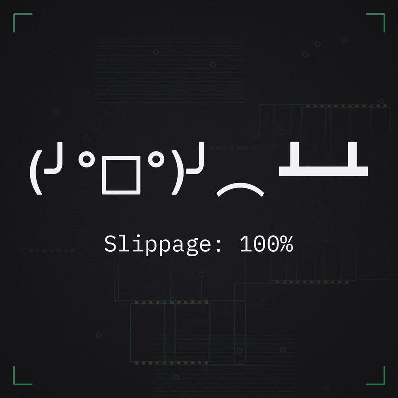 (╯°□°)╯︵ ┻━┻ Slippage: 100%