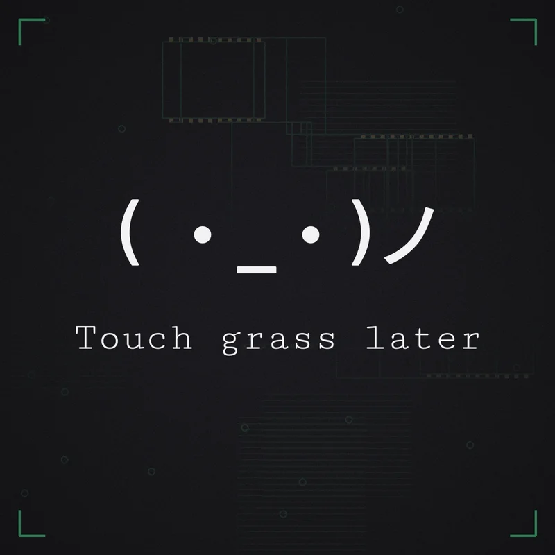 ( ・_・)ノ Touch grass later